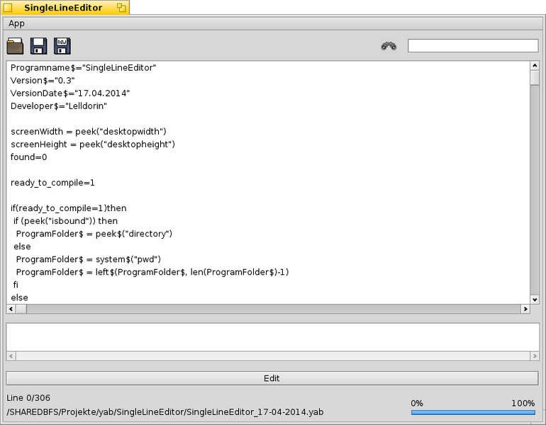 Schermata di singlelineeditor