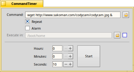 Schermata di commandtimer