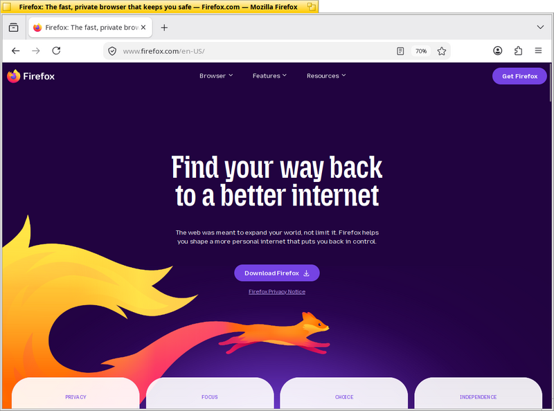 Schermata di firefox