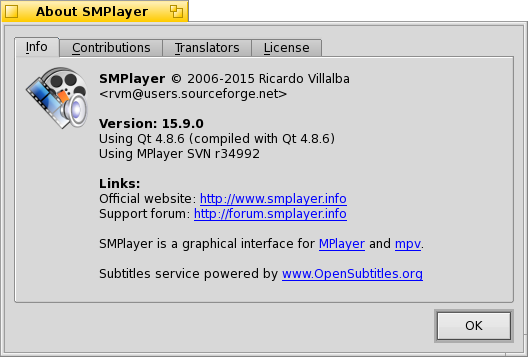 Schermata di smplayer