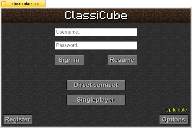 Schermata di classicube
