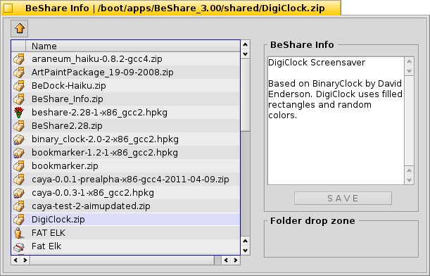 Schermata di beshare_info