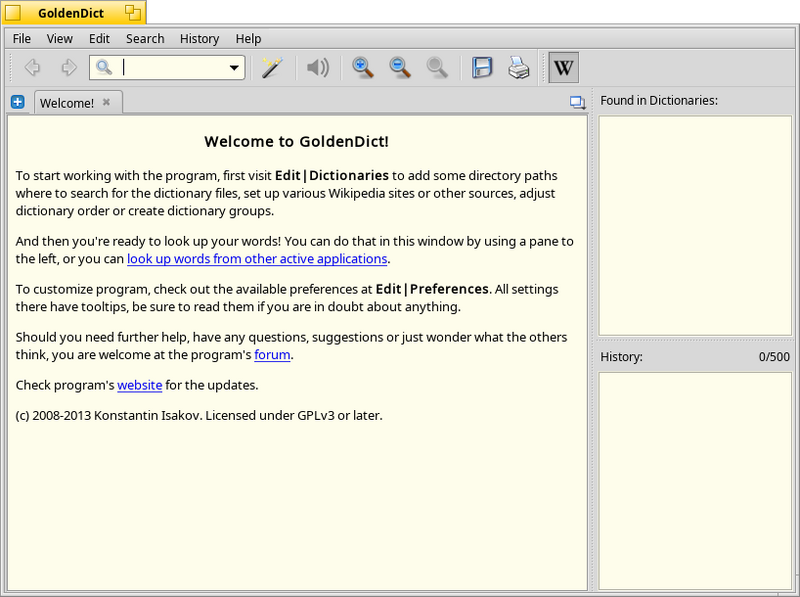 Schermata di goldendict