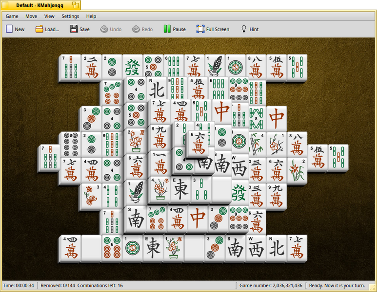 Schermata di kmahjongg