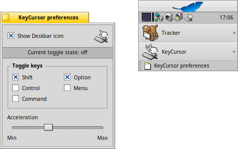 Schermata di keycursor